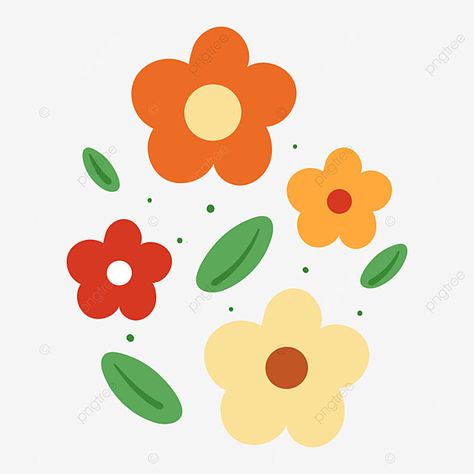 Cute Flower Illustration, Flowers Illustration Art, Outline Flowers, Spring Cartoon, Spring Vector, Flowers Cartoon, Spring Png, Spring Flowers Background, Flower Cartoon