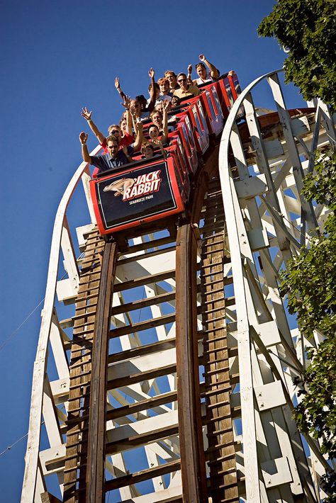 Jack Rabbit is an "out and back" wooden roller coaster located at Seabreeze Amusement Park in Irondequoit, New York. Wooden Roller Coaster, Theme Parks Rides, Roller Coasters, Jack Rabbit, Amusement Park, Roller Coaster, Stop Motion, Theme Park, Fair Grounds