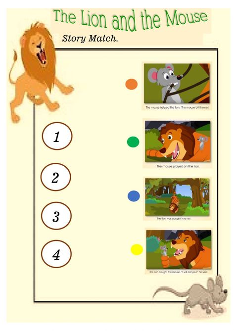 Ejercicio de Story the lion and the mouse The Lion And The Mouse Worksheet, Lion And Mouse, Winnie The Witch, The Lion And The Mouse, Kids Role Play, All About Me Worksheet, Lion And The Mouse, English As A Second Language (esl), Reading Stories