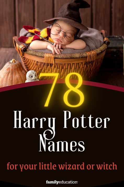 These Harry Potter names for girls and boys are inspired by your favorite HP characters from JK Rowling's Wizarding World! #babynames Harry Potter Name Ideas, Harry Potter Baby Names, Wizard Names, Harry Potter Names, Harry Potter Characters Names, Baby Harry Potter, Hp Characters, Fantastic Beasts Series, Dark Harry