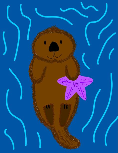 Otter Painting Acrylic Easy, Sea Otter Drawing Easy, Otter Painting Easy, Otter Doodle, Otter Painting, Otter Drawing, Otter Art, Drawings Ideas, Cute Paintings