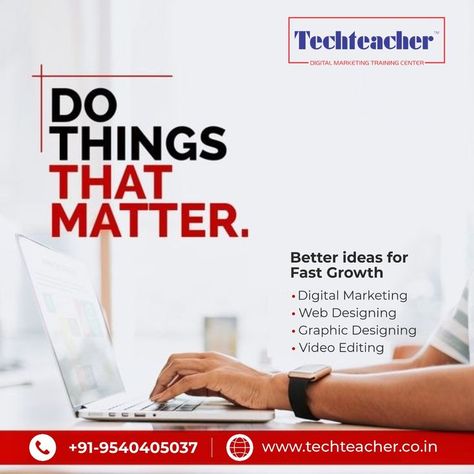 Do Things That Matter. Better ideas for fast growth. Enroll now and get started today.contact us📱 now 9555077740 Advert Design, Digital Advertising Design, Education Poster Design, Learn Digital Marketing, Social Media Branding Design, Social Media Advertising Design, Digital Marketing Design, Graphic Design Flyer, Flyer Design Inspiration