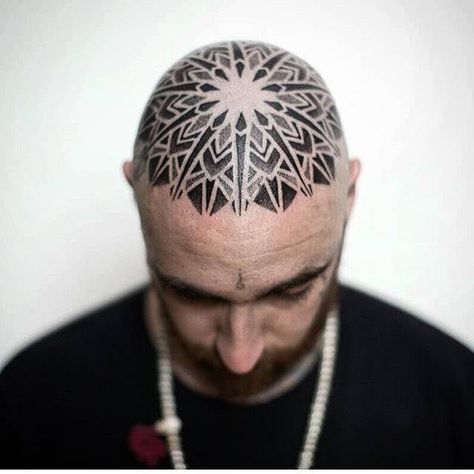 Share it: Share it: Bald Head Tattoo, Geometric Shape Tattoo, Tattoo Crane, Scalp Tattoo, Geometric Mandala Tattoo, Throat Tattoo, Scale Tattoo, Head Tattoo, Ap Studio Art