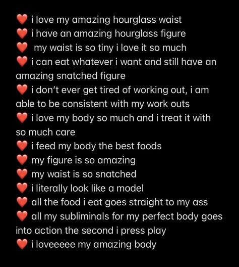 Self Concept Affirmations Aesthetic, Slim Upper Body Affirmations, Wl Affirmations, Desired Body Affs, Hair Affirmations, Body Affirmations, Assumption Quotes, Me Affirmations, Desired Body