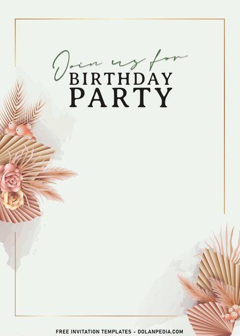 11+ Greenery Boho Pampas Grass Birthday Invitation Templates | Dolanpedia Invitation Blank Template, Boho Chic Invitations, Flower Birthday Invitations, Daisy Baby Shower Invitations, Free Invitation Cards, Dance Party Invitations, Daisy Baby Shower, Boho Birthday Party, Boho Baby Shower Invitations