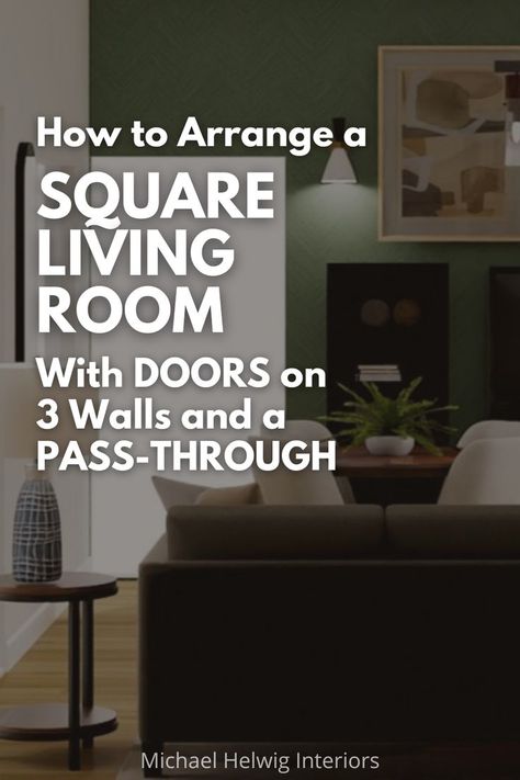 Get inspired by a real-life square room transformation. 🌟 Discover creative ways to center furniture, increase scale, and maintain visual flow in your space. Living Room Designs Square, Living Room With 3 Doorways, Living Room With Lots Of Doorways, How To Zone A Large Living Room, 9x9 Living Room Layout, Creating Zones In Living Room, Square Living Room Dining Room Combo, Living Room Pass Through, Small Pass Through Living Room Layout