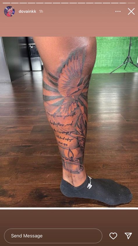 Side Leg Tattoo, Calf Sleeve Tattoo, Calf Tattoo Men, Arm Tattoos Black, Memorial Tattoo Ideas, Unique Half Sleeve Tattoos, Black Men Tattoos, Tattoo Ideas Males, Half Sleeve Tattoos Forearm