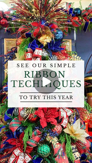 Decorator's Warehouse on Instagram: "❤️WATCH OUR DESIGN EXPERT Veronica bring this ribbon to life in the Nutcracker Tree! We love how ribbon adds all the texture and movement to your design! We also feel that ribbon is a great value, as it covers a lot of area of the tree! 🎄

Comment “Pro Tips” to get our recommended amounts of ribbon for your tree! You can shop this look and more at decoratorswarehouse.com!" Tree Ribbon Garland, How To Put Bows On Christmas Tree, Ribbon Loops On Christmas Tree, How To Put Ribbons On A Christmas Tree, Decorate Tree With Ribbon, Nutcracker Tree Theme, How To Ribbon A Christmas Tree, Nutcracker Christmas Tree Theme, How To Add Ribbon To Your Christmas Tree