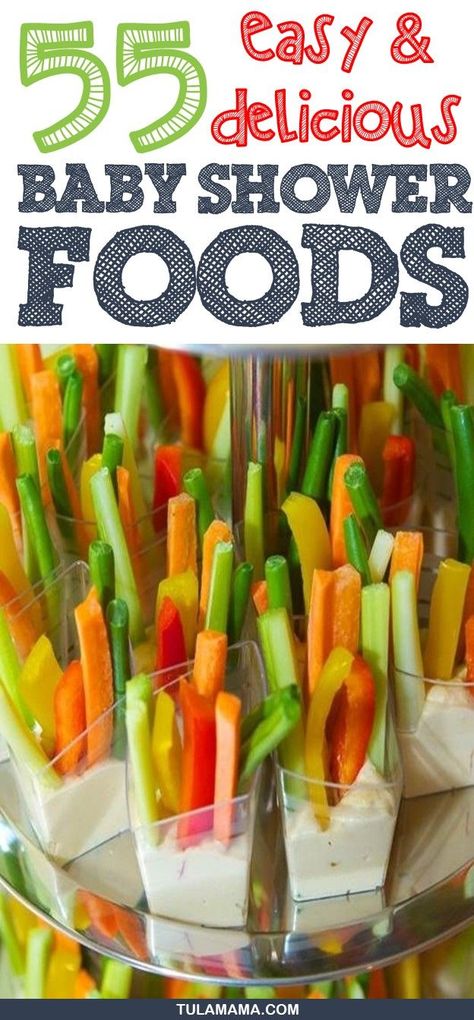 Looking for Baby Shower Food Ideas that will blow your guests away? Click to view this collection of 55 EASY, delicious and oh-so-popular baby shower finger foods recipes. Pin it. #babyshower #babyshowerfoods #babyshowerplanning Veggie Trays For Baby Showers, Fruit Platter For Baby Shower Ideas, Baby Shower Fruit And Veggie Trays, Veggie Tray Baby Shower Ideas, Party Food Appetizers Crockpot, Finger Foods That Go With Mimosas, Pretty Finger Foods, Fruit Tray For Baby Shower Girl, Baby Shower Fruit Cups