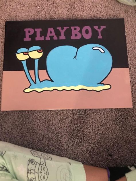 Painted Canvases Ideas, Just Roll It Painting, Spongebob Wall Painting, Spongebob Aesthetic Painting, Spongebob Painting Funny, Funny Spongebob Painting Ideas, Trendy Acrylic Painting Ideas, Funny Spongebob Paintings, Trippy Spongebob Painting Canvases