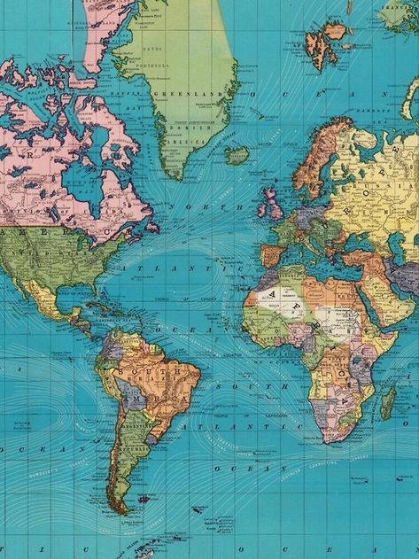 Pictures Of Maps, Vintage Map Of The World, World Map Continents, Maps Aesthetic, Cute Owls Wallpaper, Global Map, World Map Wallpaper, Map Wallpaper, Map Of The World