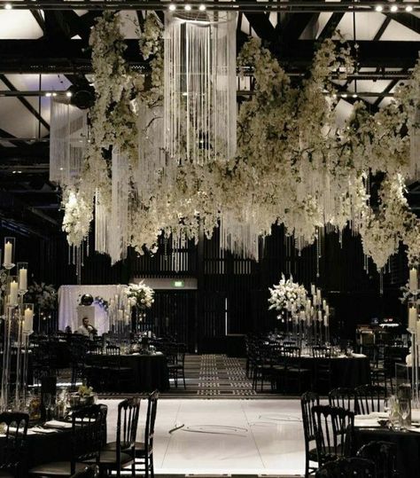 Wedding Installations, Black And White Wedding Theme, White Wedding Decorations, Dream Wedding Reception, White Wedding Theme, Dream Wedding Decorations, Extravagant Wedding, Floral Work, Dream Wedding Venues