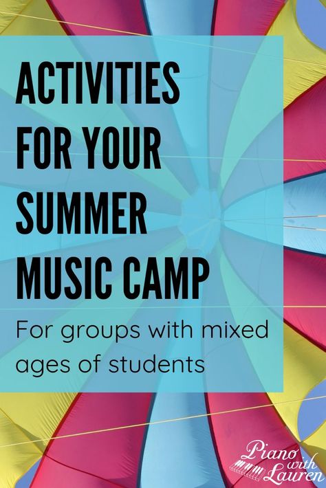 A list of summer music camp activities you can do with group classes or camps over the summer. The activities can be used with groups of mixed ages. Music Class Activities Elementary, Seminar Ideas, Music Class Games, Music Games For Kids, Music Activities For Kids, Music Class Activities, Piano Ideas, Music Camp, Homeschool Music