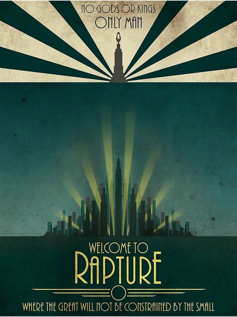 "Bioshock Rapture ADV Poster " Poster by Lemondeourien | Redbubble 2000s Horror, Bioshock Artwork, Bioshock Rapture, Bioshock Cosplay, Bioshock Art, Video Game Logic, Tattoo Thoughts, Nail Aesthetic, Bioshock Infinite