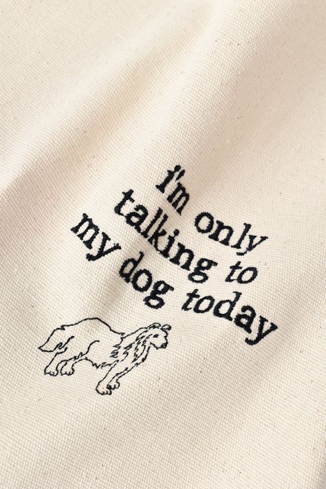 Machine embroidered canvas tote bag in natural color- Made to order Cricut Aesthetic Ideas, Dog Tshirt Design, Dog Tshirt Ideas, To My Dog, Aesthetic Hoodies, Text Tshirt, Dog Cafe, Dog Branding, Embroidered Tote Bag