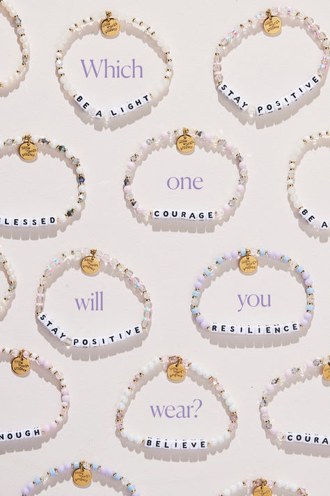 A Little Word™ can go a long way! 🥰 With 24,000+ 5-star reviews you can't go wrong with any bracelet that you pick.  “Seventh bracelet in my collection. Love the beads used in the design. Each day the words on my bracelets give me motivation and a sense of purpose." - Joan T. Words Bracelets, Sorority Gifts Diy, Craft Night Party, Selling Bracelets, Word Bracelets, Motivational Bracelets, Beautiful Beaded Jewelry, Sense Of Purpose, Diy Friendship Bracelets Patterns