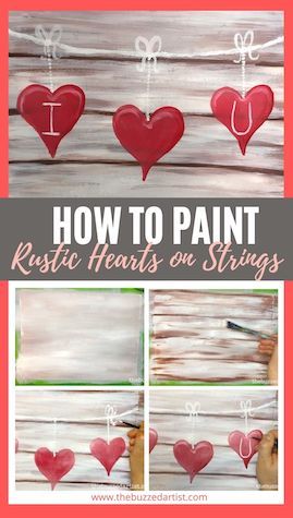 Valentine Painted Canvas Ideas, Valentines Painting Tutorials, How To Paint Valentine Canvas, February Painting Ideas Canvases, Easy Valentine Acrylic Painting Ideas, Diy Valentines Painting Canvas, Valentines Day Canvas Painting Diy, Acrylic Painting Valentines Day, Step By Step Valentine Painting