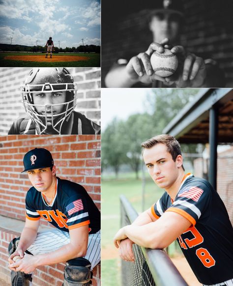 Athletic Boys Senior Sports Photo Shoot on the Baseball Field with Senior Photographer Sarah McAffry in Downtown Knoxville. For more senior portrait ideas and poses for guys, visit www.sarahmcaffry.com! Baseball Field Senior Pictures, Multi Sport Senior Pictures, Baseball Photoshoot Ideas, Sport Senior Pictures, Baseball Senior Pictures, Poses For Guys, Baseball Pics, Senior Photos Boys, Photography Sport