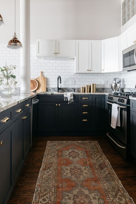 White kitchen black counter