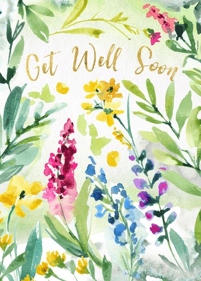 Get Well Soon Cards Watercolor Flowers Border New Baby Wishes, Paper Flower Bouquets, Get Well Soon Cards, Get Well Flowers, Cards Homemade, Get Well Wishes, Free Printable Cards, Flowers Painted, Paper Flower Bouquet