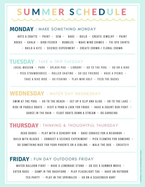 Printable Summer Schedule, Summer Schedule For Kids, Kids Summer Schedule, Week Schedule, Summer Schedule, Summer Fun For Kids, Kids Schedule, Summer Learning, Summer Fun List