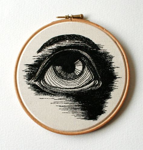 Embroidery Eyes, Fairy Embroidery, Black And White Embroidery, Eye Embroidery, Embroidered Wall Art, Diy Embroidery Patterns, Basic Embroidery Stitches, Thread Painting, Sewing Embroidery Designs