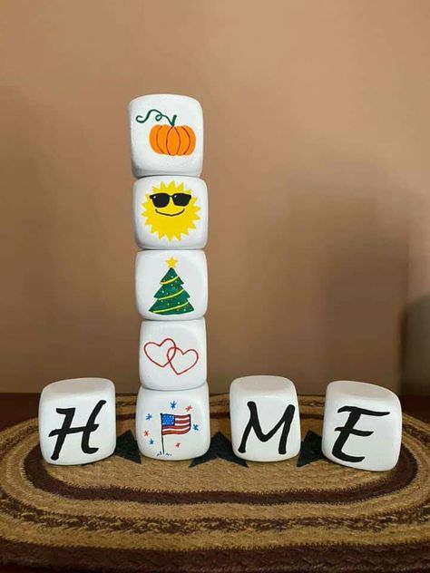 you can take white balloons and cut the top off and stretch over the dice Foam Dice Crafts, Dice Crafts, Dice Diy, Dice Ideas, The Frugal Crafter, Dt Crafts, Marshmallow Crafts, Wood Block Crafts, Holiday Crafts Diy