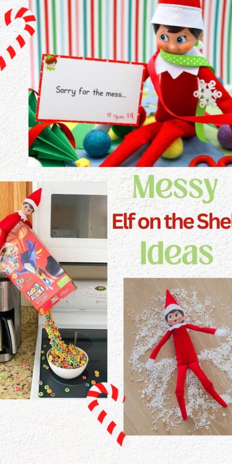 Want to create some messy mischief with your Elf on the Shelf? Try one or all of these seven messy Elf ideas. These are so much fun and will have your children rolling with laughter. The Elf on the Shelf is notorious for mischief, let us help you create memories that will last a lifetime with your kids and your Christmas Elf. Elf On The Shelf Makes A Mess, Messy Elf Ideas, Elf On The Shelf Messy Ideas, Messy Elf On The Shelf Ideas, Buddy The Elf Spaghetti, Elf Spaghetti, Pictures Of Elves, Christmas Tree Ornament Crafts, Awesome Elf On The Shelf Ideas