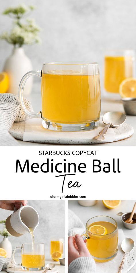 Copycat Medicine Ball, Medicine Ball Starbucks, Starbucks Medicine Ball Tea, Starbucks Medicine Ball Recipe, Medicine Ball Tea, Starbucks Medicine Ball, Throat Tea, Mint Tea Recipe, Sore Throat Tea