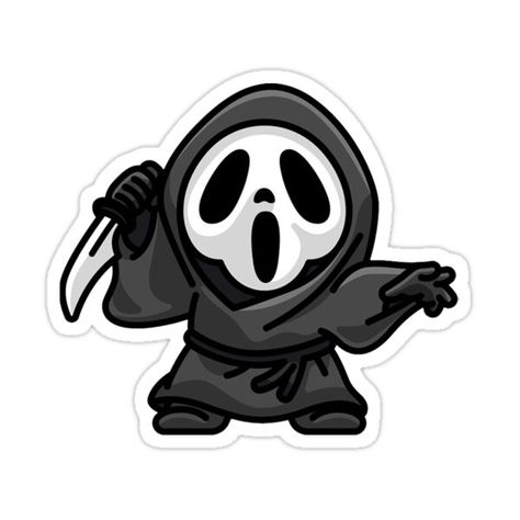 Decorate laptops, Hydro Flasks, cars and more with removable kiss-cut, vinyl decal stickers. Glossy, matte, and transparent options in various sizes. Super durable and water-resistant. Ghostface Drawing Cute, Chibi Ghostface, Ghost Face Kawaii, Ghostface Sticker, Horror Movie Stickers Printable, Fun Beauty Products, Horror Scream, Scream Ghostface, Sticker Inspo