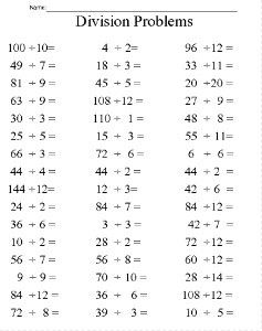 Free Printable Division Problems Worksheet Division Worksheets Grade 4, Division For Kids, Multiplication And Division Worksheets, Math Division Worksheets, Division Problems, Mental Maths Worksheets, 4th Grade Math Worksheets, Math Sheets, Division Facts