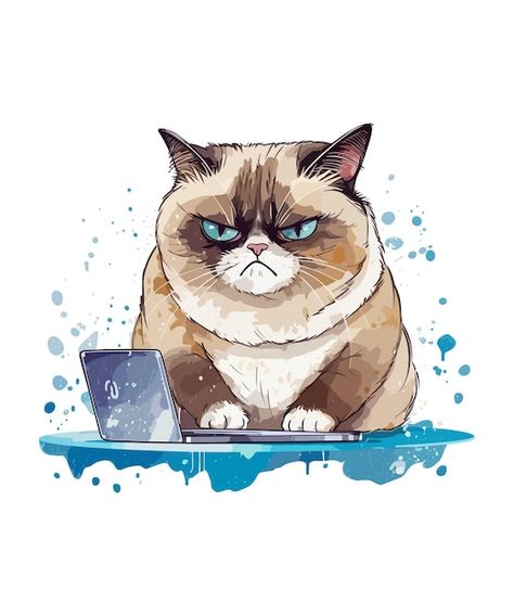 Cute Cat Drawing Cartoon, Grumpy Cat Drawing, Grumpy Cat Cartoon, Cartoon Cat Drawing, Cat Png, Cute Cat Drawing, Grumpy Cat Humor, Cat Humor, Cat Vector