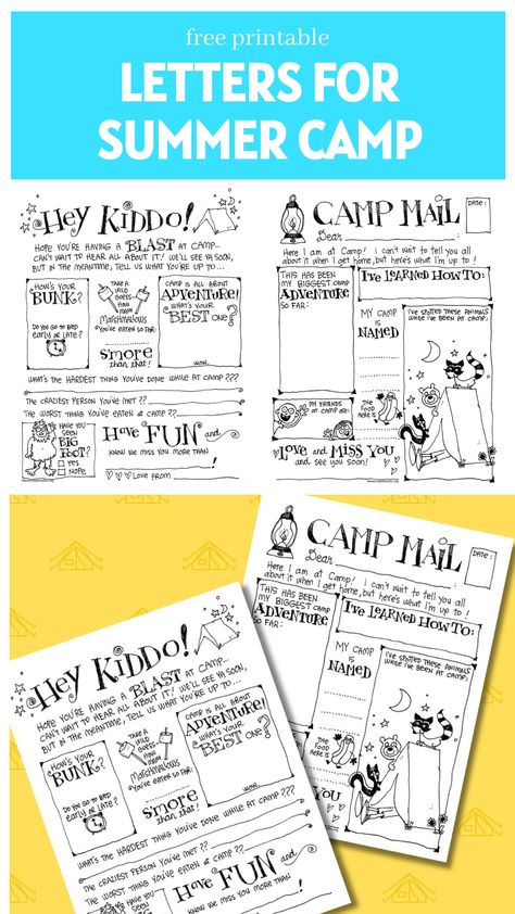 Download these free camp letter now! These printable sheets are the perfect way to enhance the bond between children and their parents or grandparents. Share heartfelt messages using our charming fill-in-the-blank designs, making communication fun and meaningful for everyone involved. Strengthen your family connections with these adorable letters. Camp Letters To Kids From Parents, Camp Letters From Parents, Summer Camp Printables, Camp Letters, Camp Gifts, Nanny Ideas, Diy Pouch Tutorial, Skip To My Lou, Free Printable Letters