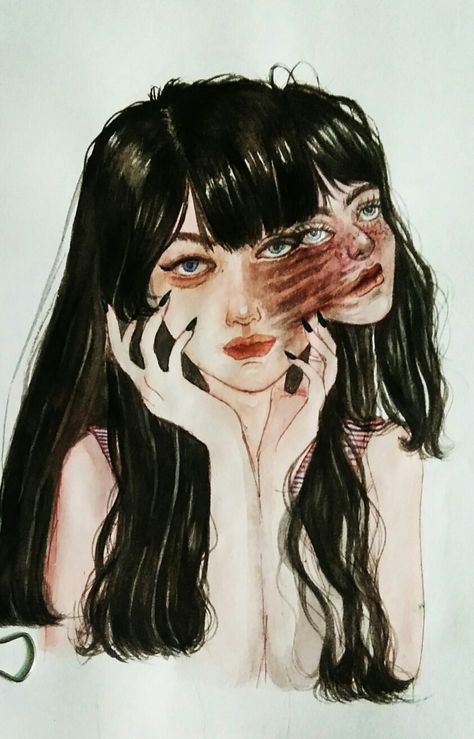 Tomie's popular double face drawing recreation Double Face Drawing, Double Face, Face Drawing, Art Board, Art Boards, Drawings, Art