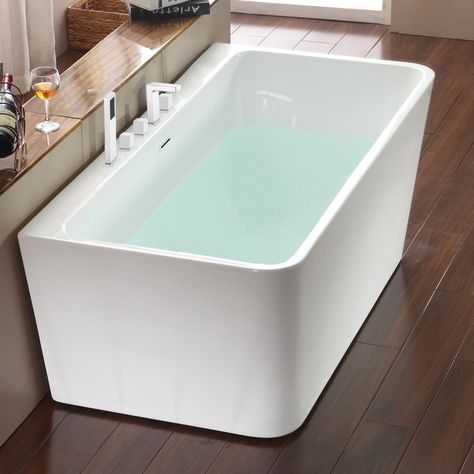 Jade Bath Vermont Freestanding Soaking Bathtub in , 59" L x 30" W x 23" H | Wayfair Bathtub Size, Bathtub Sizes, Freestanding Bathtubs, Best Bathtubs, Corner Tub, Acrylic Tub, Bathtub Drain, White One Piece, Acrylic Bathtub