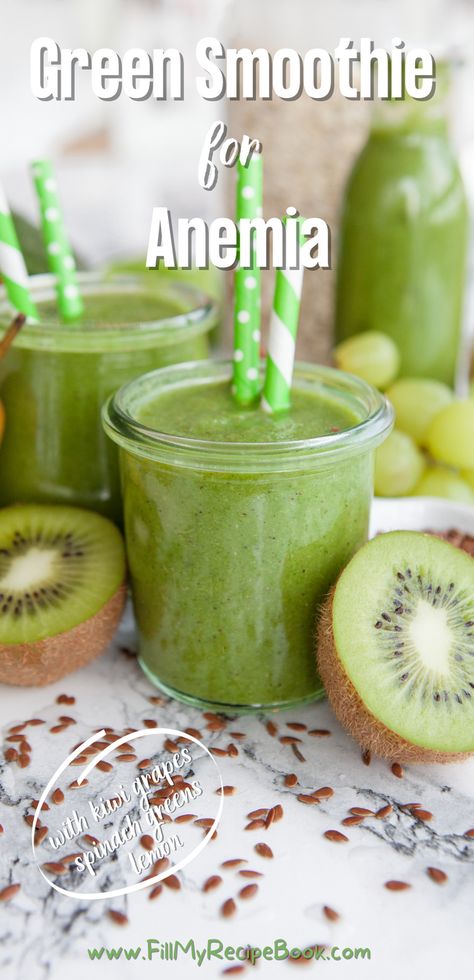 a green smoothie for anemia recipe idea to create that is high in iron mixed with spinach and vit c to absorb the iron, so healthy. Smoothie Recipes For Iron Deficiency, Iron Shake Recipes, Low Iron Smoothies, Iron Rich Green Smoothie, Smoothie Recipes For Low Iron, Healthy High Iron Recipes, Juicing For Low Iron, Iron Filled Smoothies, High Iron Salad Recipes