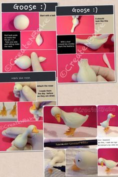 Cute goose Farm Cake, Fondant Animals, Animal Cakes, Fondant Tutorial, Gum Paste Flowers, Fondant Decorations, Polymer Clay Animals, Fondant Toppers, Fondant Figures