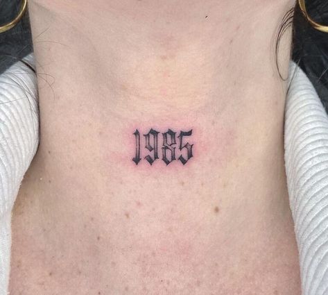 Small Front Neck Tattoos For Women, Number Neck Tattoo, Front Neck Tattoos Women, Tattoos Y2k, The Neck Tattoo, Word Neck Tattoos, Number Tattoo Ideas, Wing Neck Tattoo, Rose Neck Tattoo