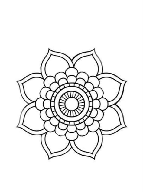 Lippan Art Template, Rangoli Drawing Design, Simple Mandalas, Simple Mandala Tattoo, Mandala For Beginners, Mandala Simple, Cute Mandala, Simple Mandala Design, Fun Chalk Art