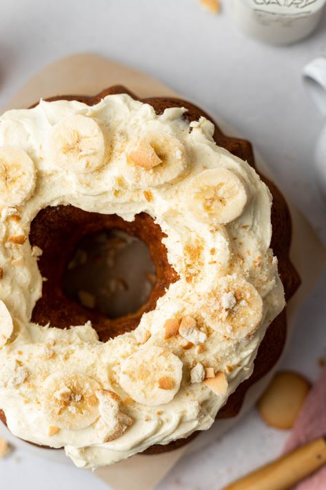 Frosted Bundt Cake, Banana Pudding Bundt Cake Recipes, Banana Bundt Cake Recipes, Best Ever Banana Bundt Cake Recipe, Banana Pudding Bundt Cake, Bundt Cake Flavors, Banana Cream Cheese Bundt Cake, Banana Pudding Pound Cake, Bananas Foster Bundt Cake