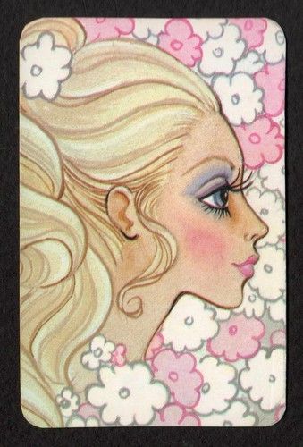 70's 70s Art Style, 70s Art Aesthetic, 70s Drawings, 60s Painting, Pretty Blonde Girl, 70's Art, 70s Art, Pretty Blonde, Postal Vintage