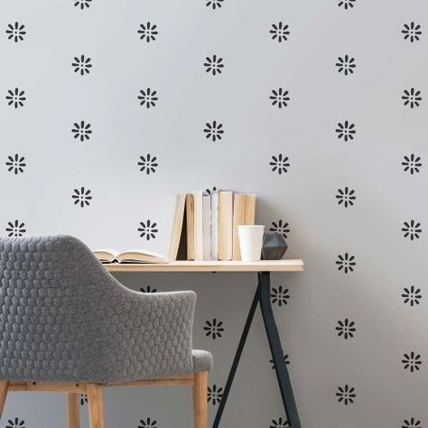 Flower Wall Stencil, Expensive Wallpaper, Tile Stencils, Wall Stencil Patterns, Geometric Stencil, Wallpaper Stencil, Stencil Projects, Wall Decorating, Large Stencils