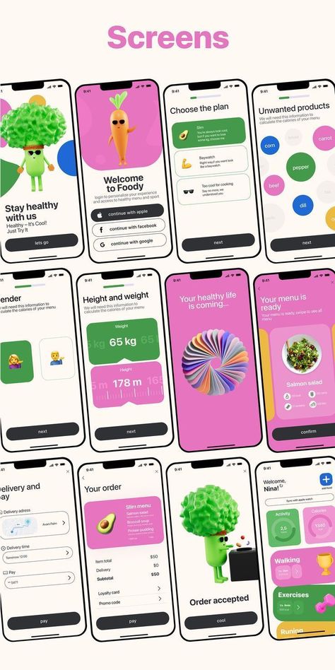 การออกแบบ Ui Ux, Application Ui Design, Health App Design, Interaktives Design, Ux Kits, Ui Ux 디자인, Ux App Design, App Design Layout, Vegetable Shop