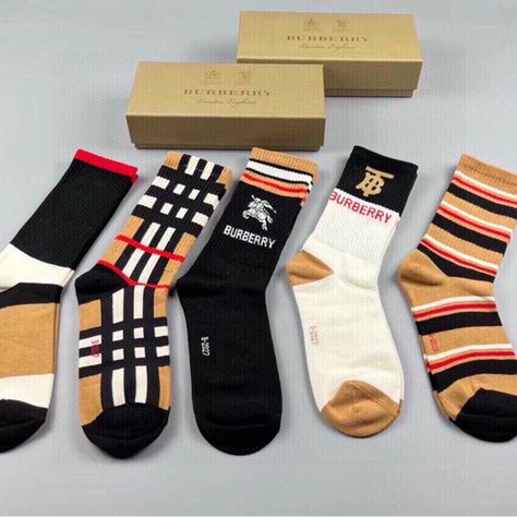 Burberry socks Burberry Socks, Oman Women, Tall Socks, Disney Embroidery, Fashion Belts, Cotton Socks, Luxury Clothing, Knit Cotton, Sport Running