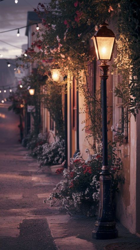 Romantic Vibes Aesthetic, Old Street Lamp, Old Fashioned Garden, Narnia Lamp Post, Blurred Images, City Scenery, Dark Academia Wallpaper, Rose London, Acrylic Painting Inspiration