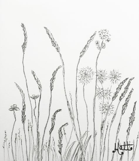 Meadow Drawing, Grass Sketch, Fire Sketch, Grass Drawing, Drawing Pencils, Growing Pains, Garden Drawing, Album Ideas, Wheat Fields