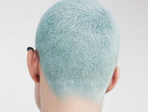 Colored Buzzcut, Hair Color Ideas For Men, Buzzcut Men, Mens Summer Hairstyles, Light Blue Hair, Shaved Hair Designs, Latest Hair Color, Turquoise Hair, Men Hair Color