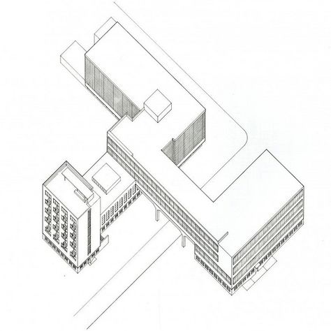 Walter Gropius' Bauhaus building at Dessau, 1926 | Flickr - Photo Sharing! Bauhaus Drawing, Walter Gropius Bauhaus, Oscar Niemeyer Architecture, Bauhaus Building, Site Analysis Architecture, Oskar Schlemmer, Bauhaus Architecture, School Building Design, Green Facade