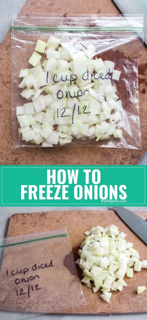 Do you ever end up with leftover chopped onions that ultimately get thrown out? Well no need to waste anymore chopped onions because I'm going to tell you about how to freeze onions! via @thelifejolie How To Freeze Chopped Onions, Leftover Onion Recipes, Freeze Onions, Freezing Onions, Onion Benefits Health, Freezing Leftovers, Canning 101, Freezing Food, Freezer Food