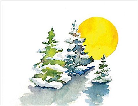 Winter Snow Trees Note Cards  Boxed Set of 20 Premium Blank Note Cards and Matching Envelopes (As an Amazon Associate I earn from qualifying purchases) Christmas Tree Paintings, Thank You Greeting Cards, Snow Trees, Christmas Cards Kids, Watercolor Beginner, Snow Tree, Watercolor Paintings For Beginners, Christmas Card Art, Watercolor Christmas Cards